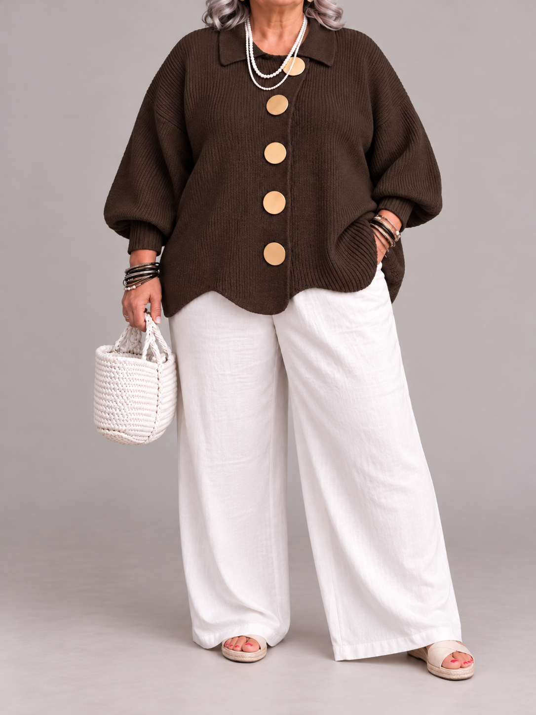 Karina - Oversized Collared Button Cardigan
