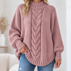 Pamella - Cable Knit Oversized Sweater - Pink