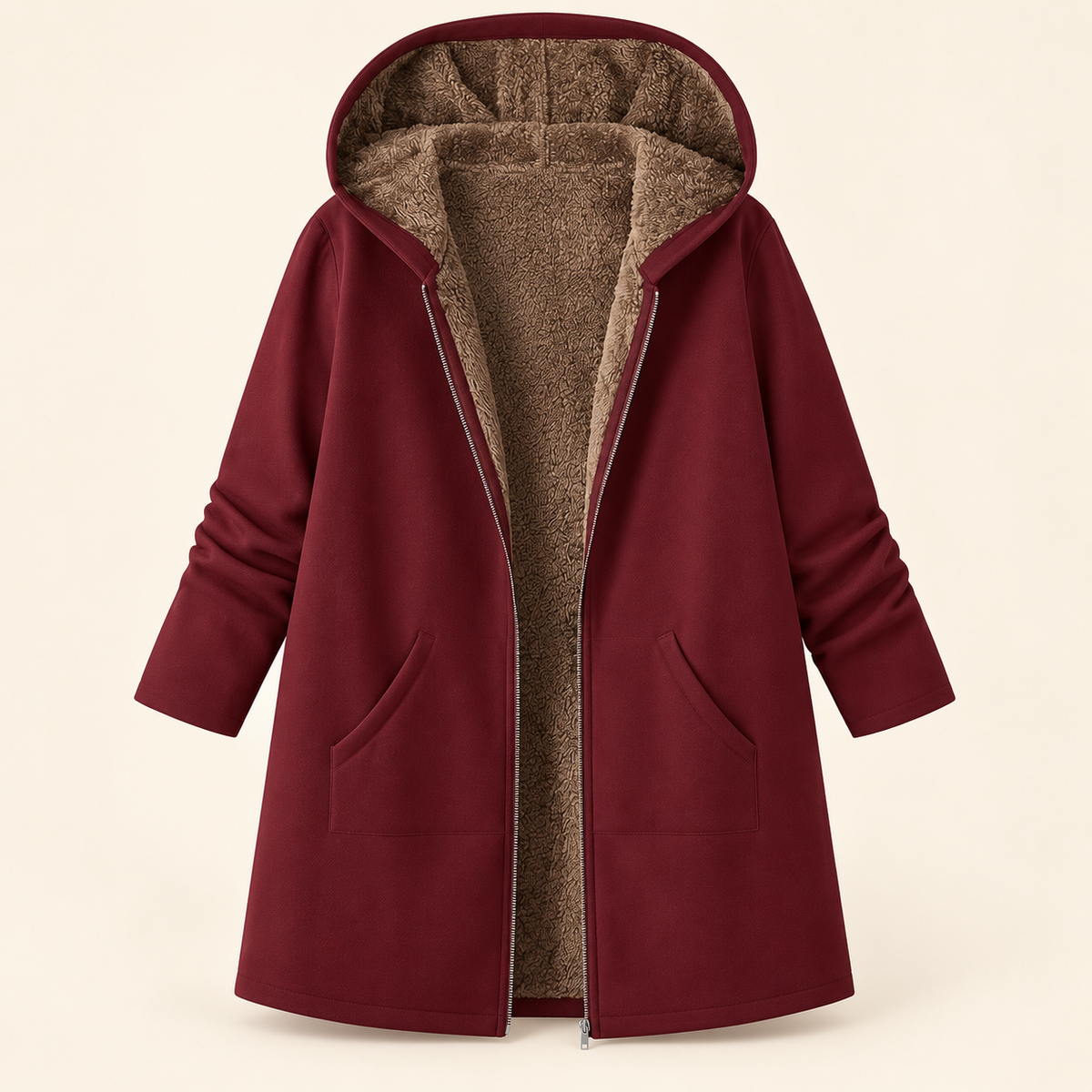 Evelyn | Cozy Lined Hooded Coat