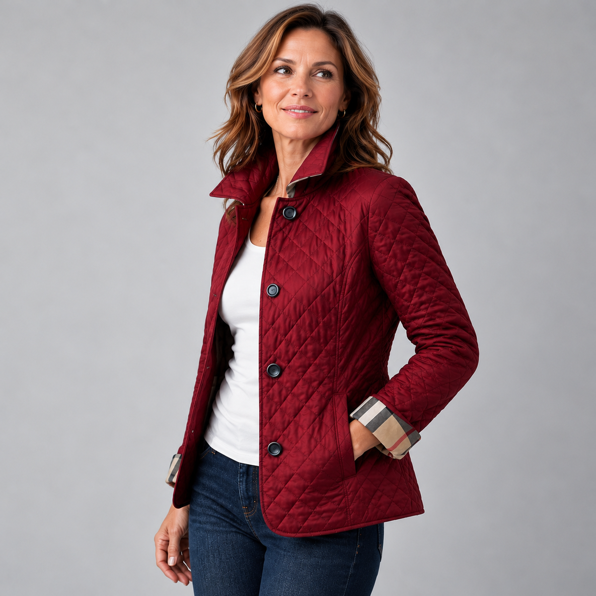 Lucinda | Lightweight Quilted Jacket - Burgundy