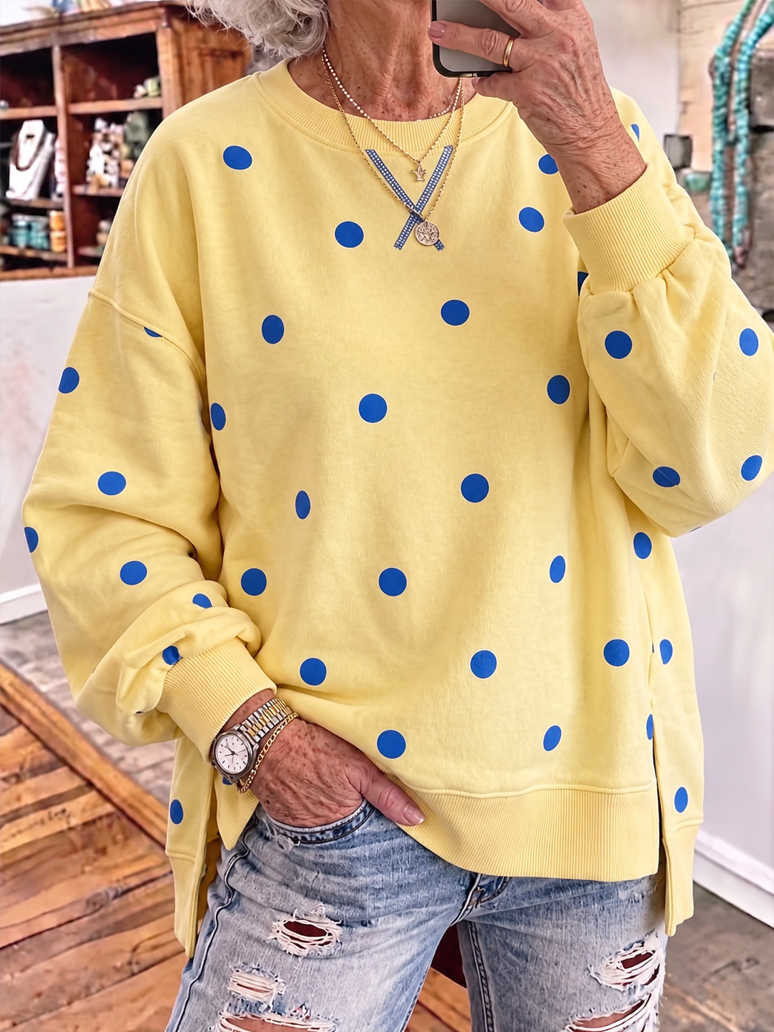 Arelia | Polka Dot Print Sweatshirt for Women