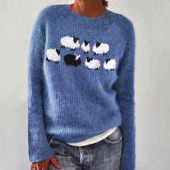 Bianka | Comfortable Cute Sheep Sweater - Navy Blue