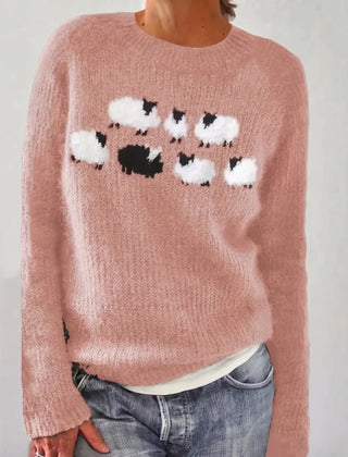 Bianka | Comfortable Cute Sheep Sweater - Pink