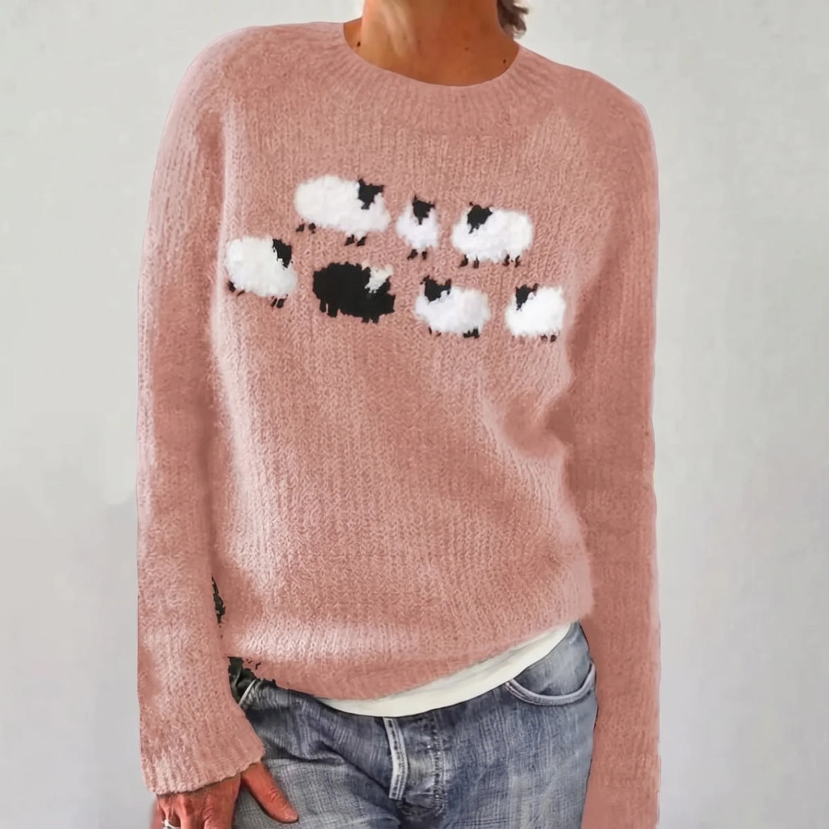 Bianka | Comfortable Cute Sheep Sweater - Pink