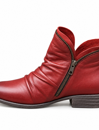 Women’s Comfortable Low Boots - Red