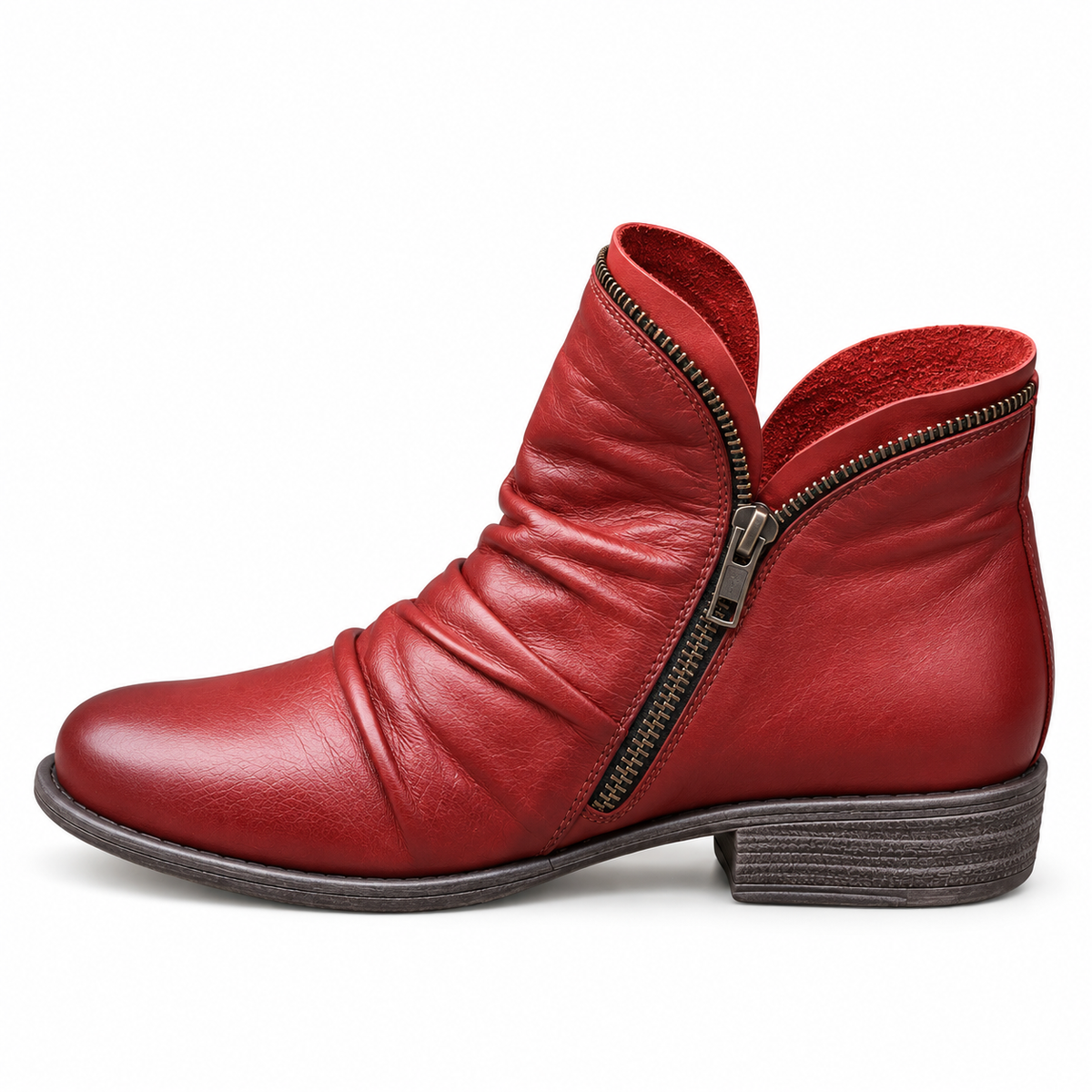 Women’s Comfortable Low Boots - Red