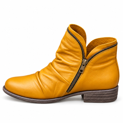 Women’s Comfortable Low Boots - Yellow-brown