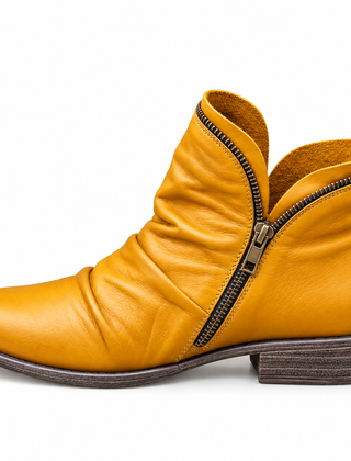 Women’s Comfortable Low Boots - Yellow-brown