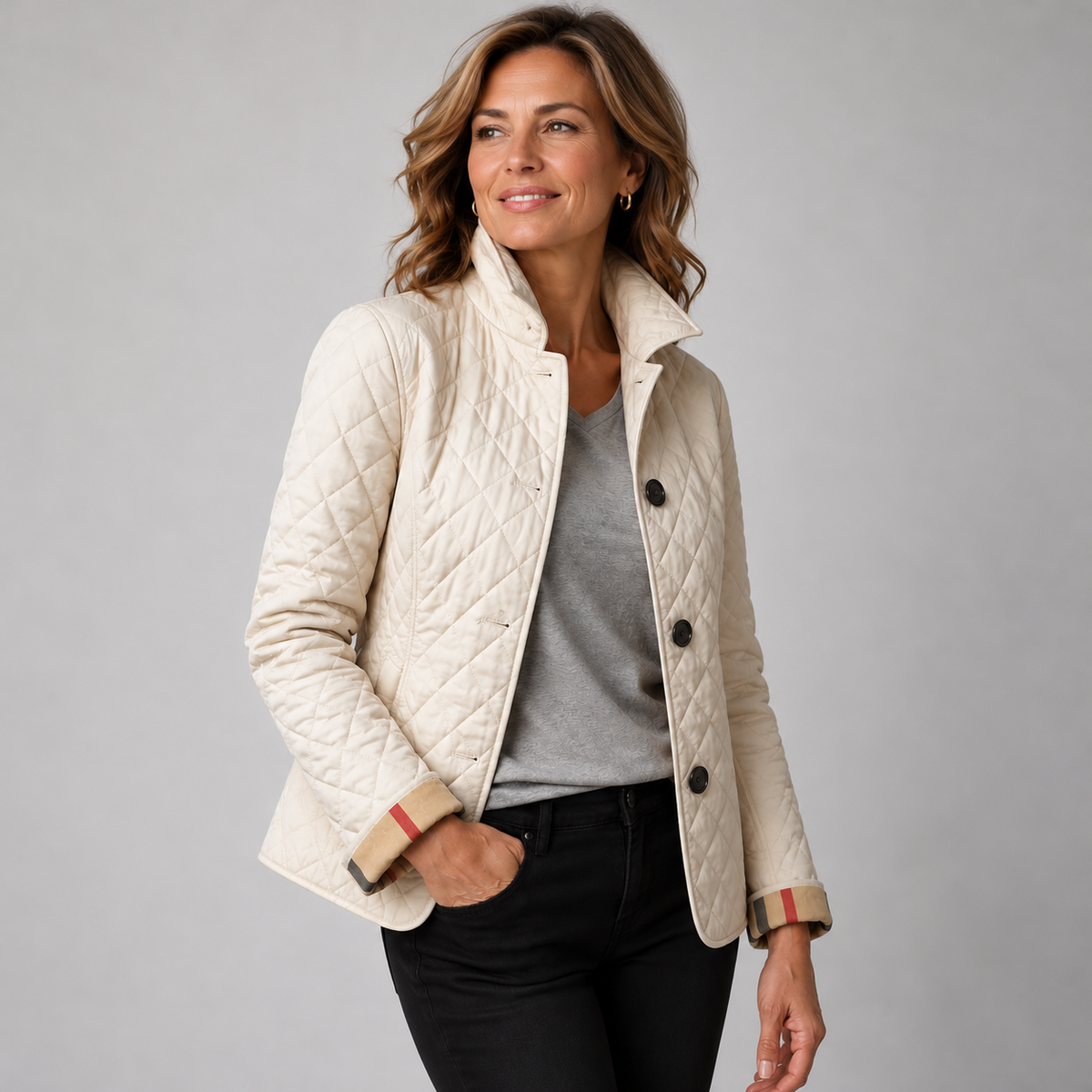Lucinda | Lightweight Quilted Jacket - Beige