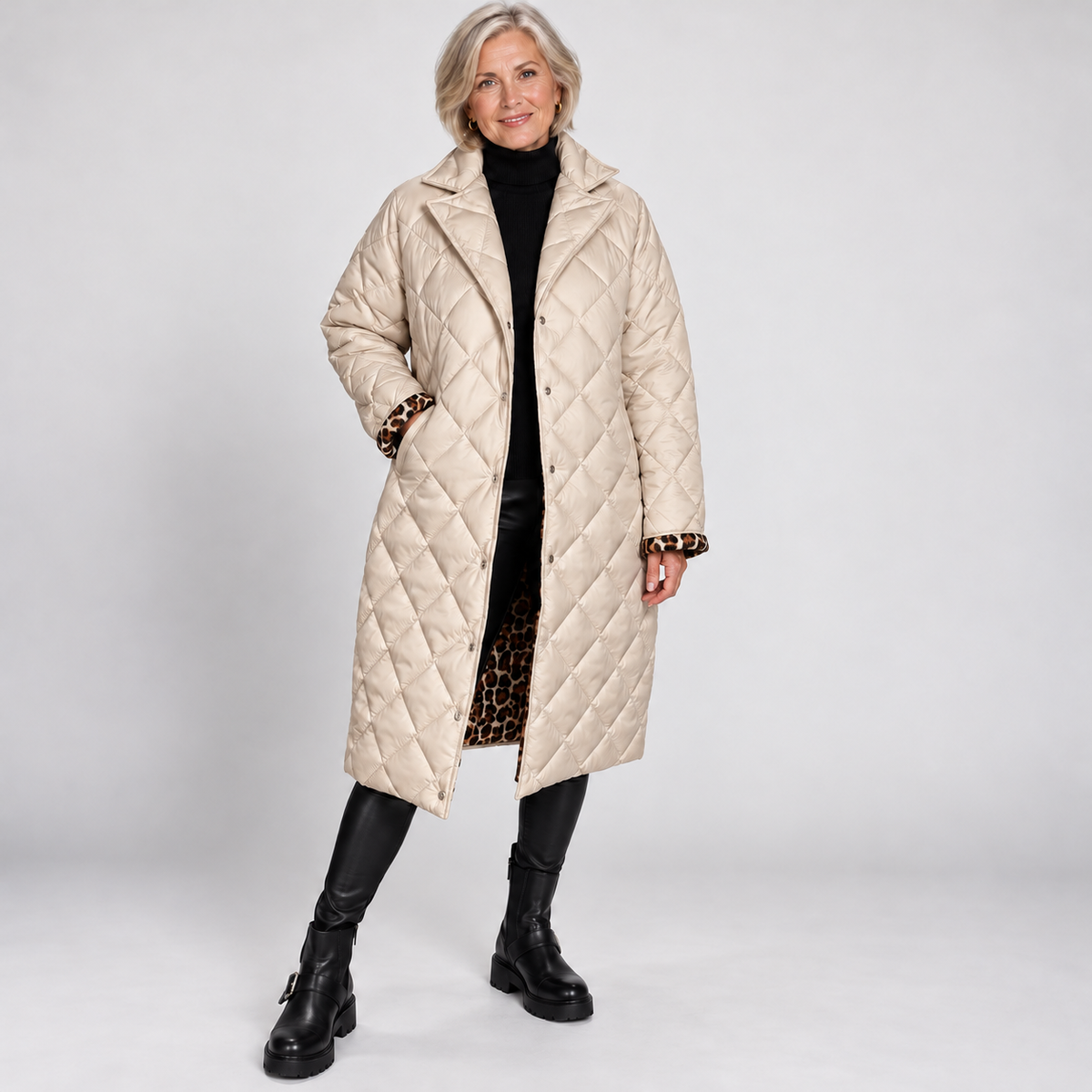 Kendall | Quilted Leopard-Lined Coat