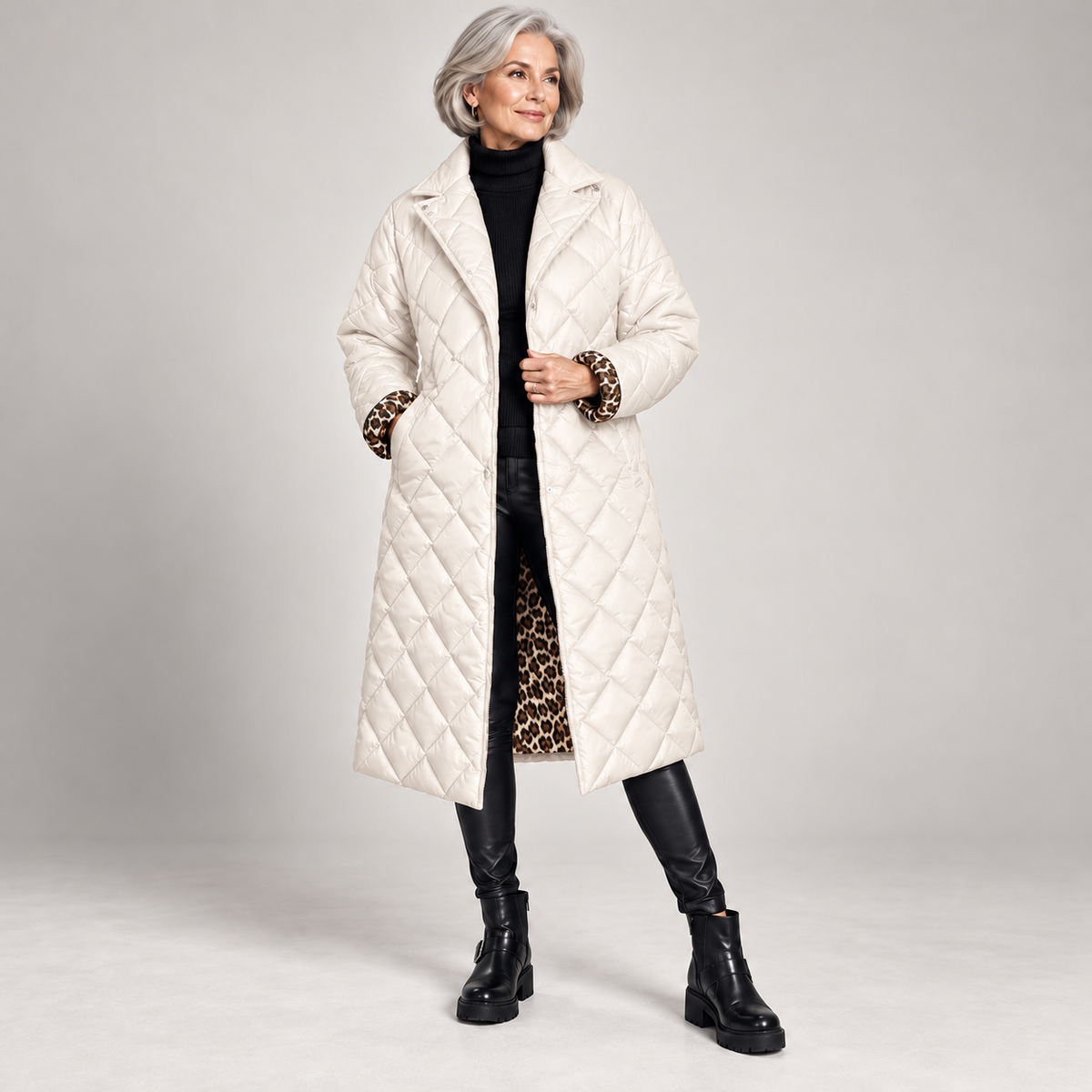 Kendall | Quilted Leopard-Lined Coat