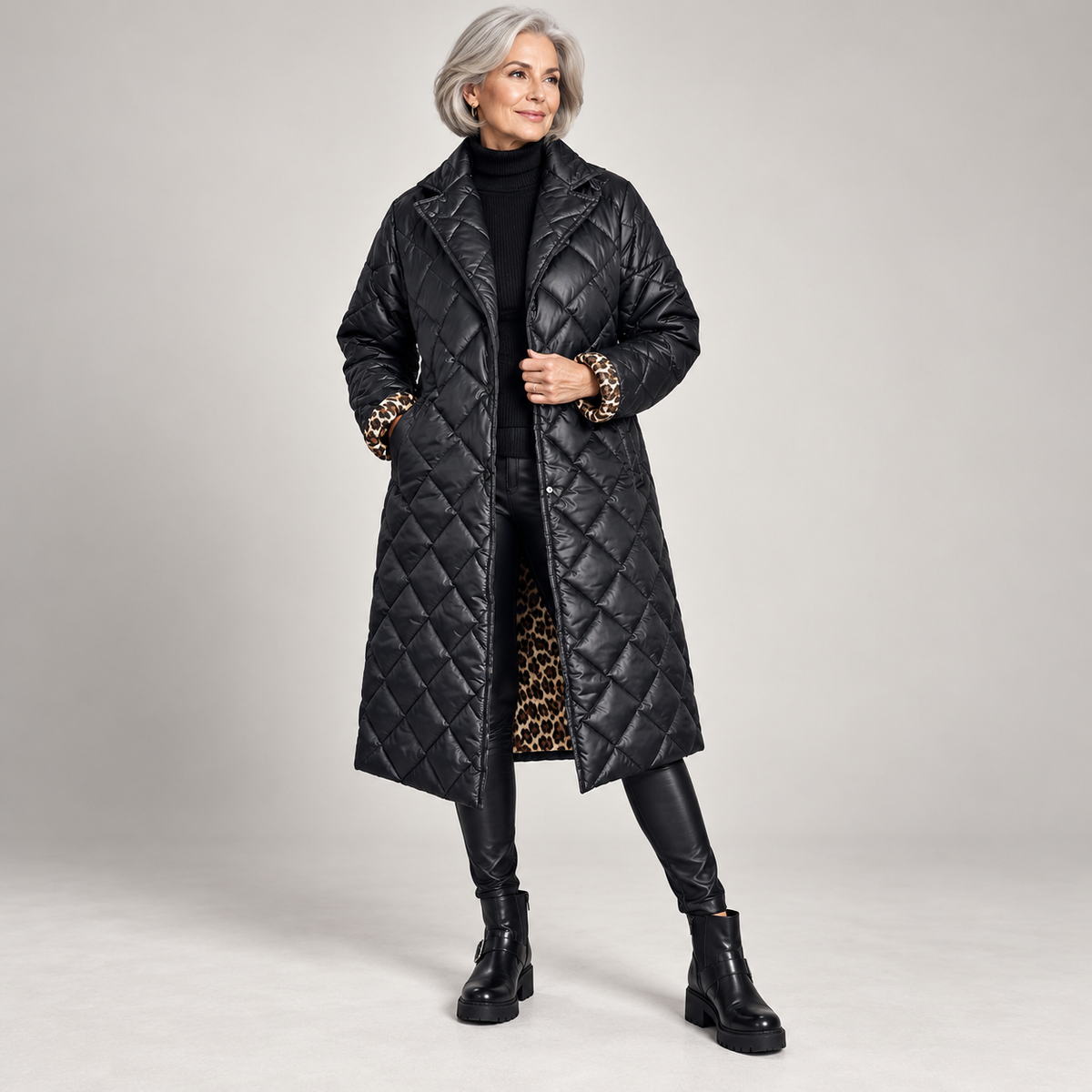 Kendall | Quilted Leopard-Lined Coat
