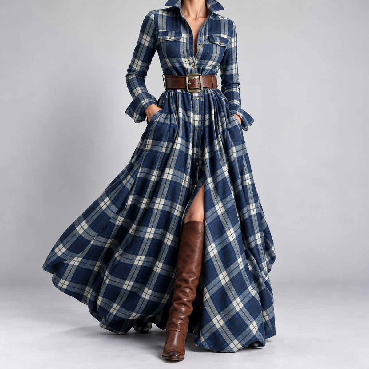 Lauren | Classic Belted Button-Up Shirt Dress