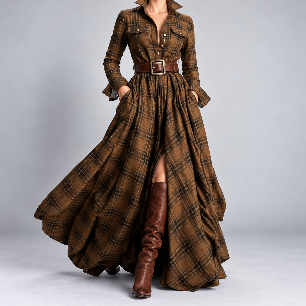 Lauren | Classic Belted Button-Up Shirt Dress