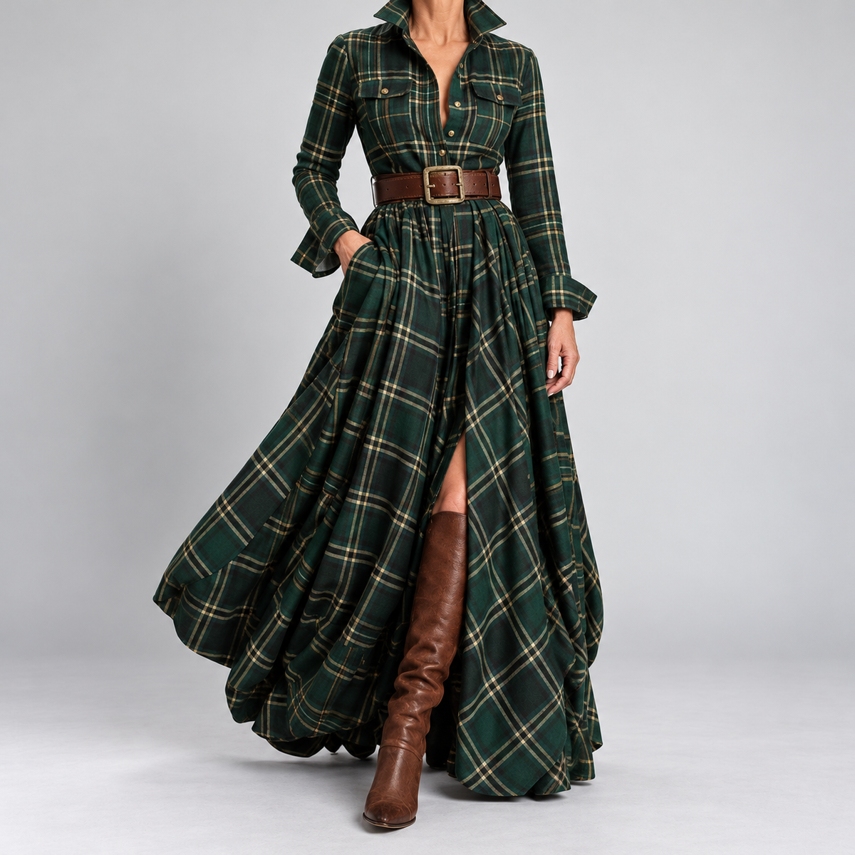 Lauren | Classic Belted Button-Up Shirt Dress