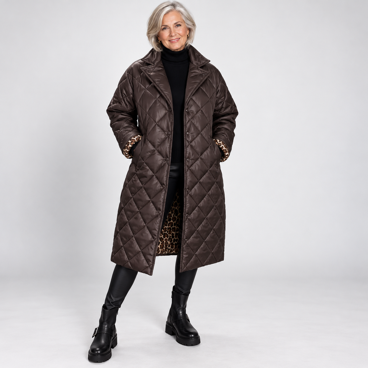 Kendall | Quilted Leopard-Lined Coat