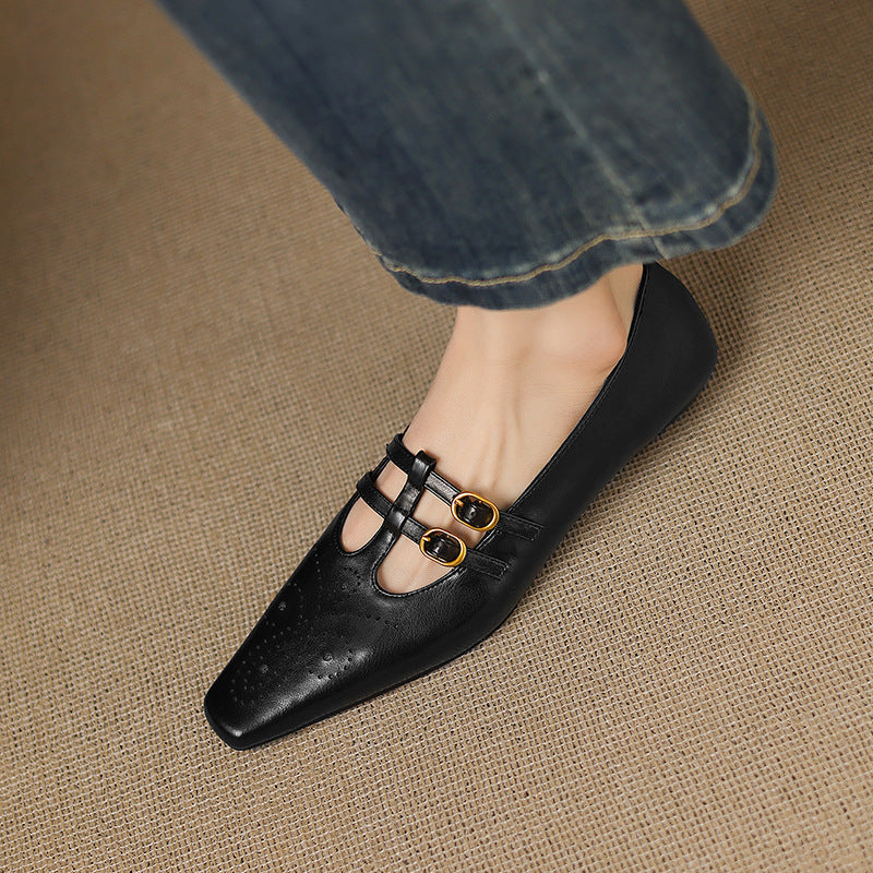 Ceyla | Brogued Double-Strap Flat
