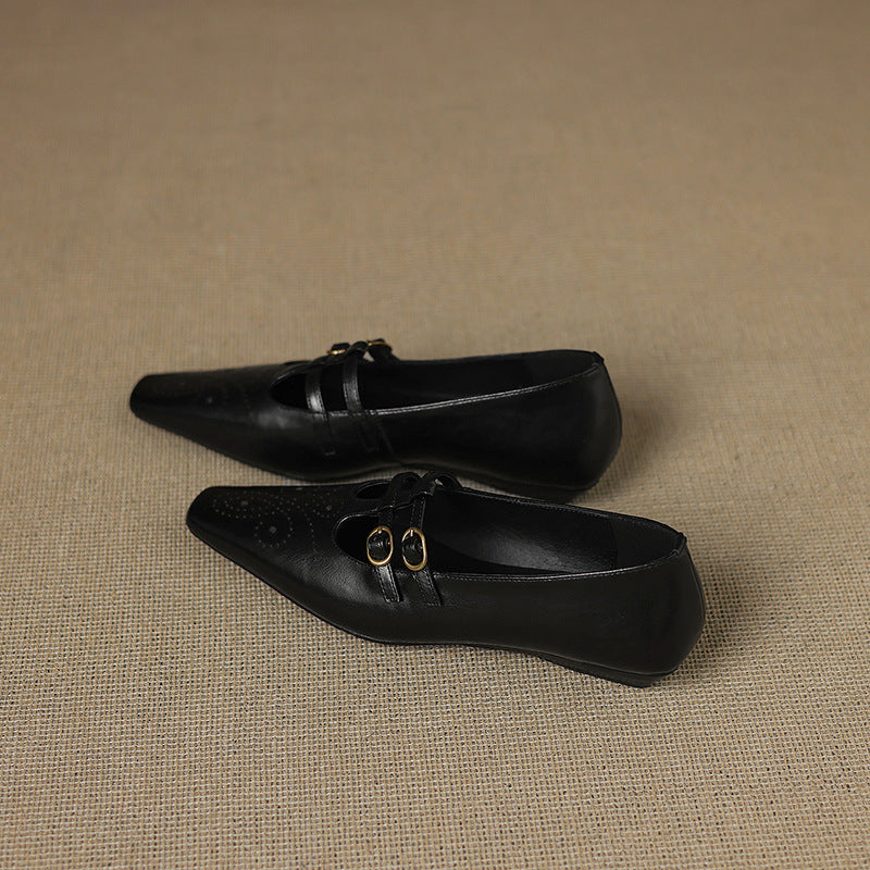 Ceyla | Brogued Double-Strap Flat