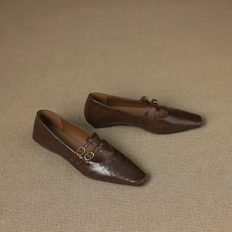 Ceyla | Brogued Double-Strap Flat