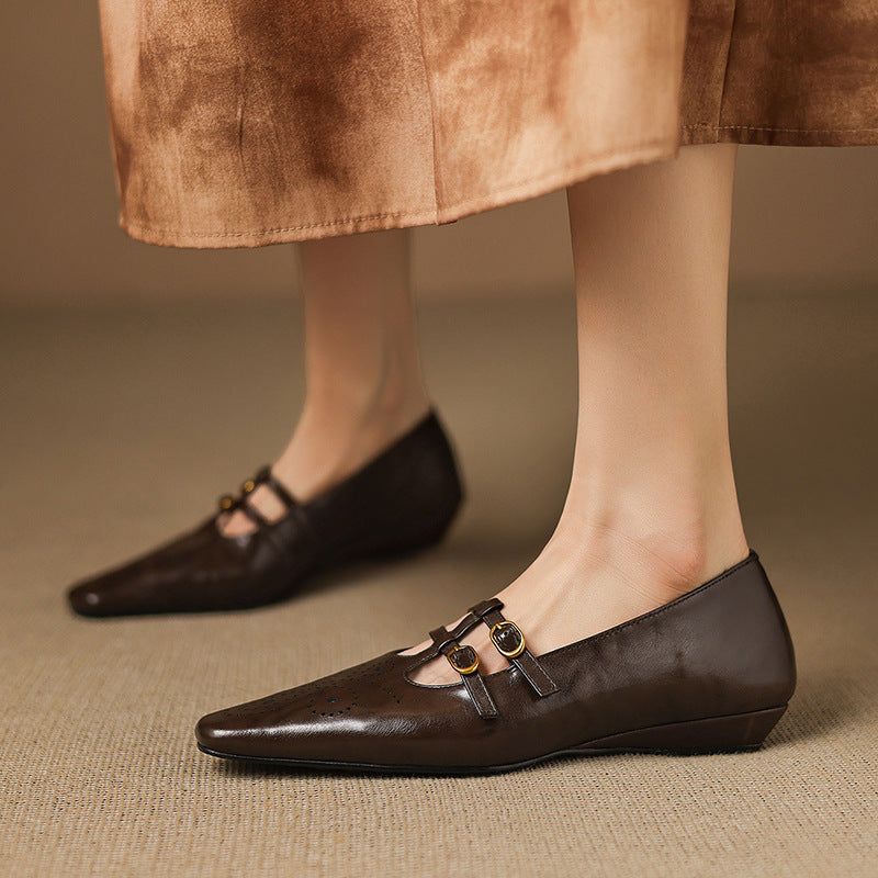 Ceyla | Brogued Double-Strap Flat