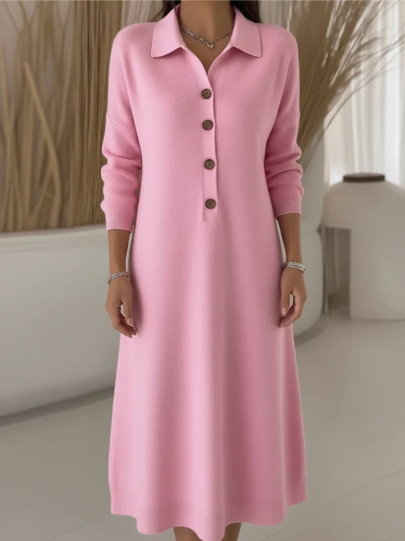 Cynelle - Everyday Elegance Long Button Dress