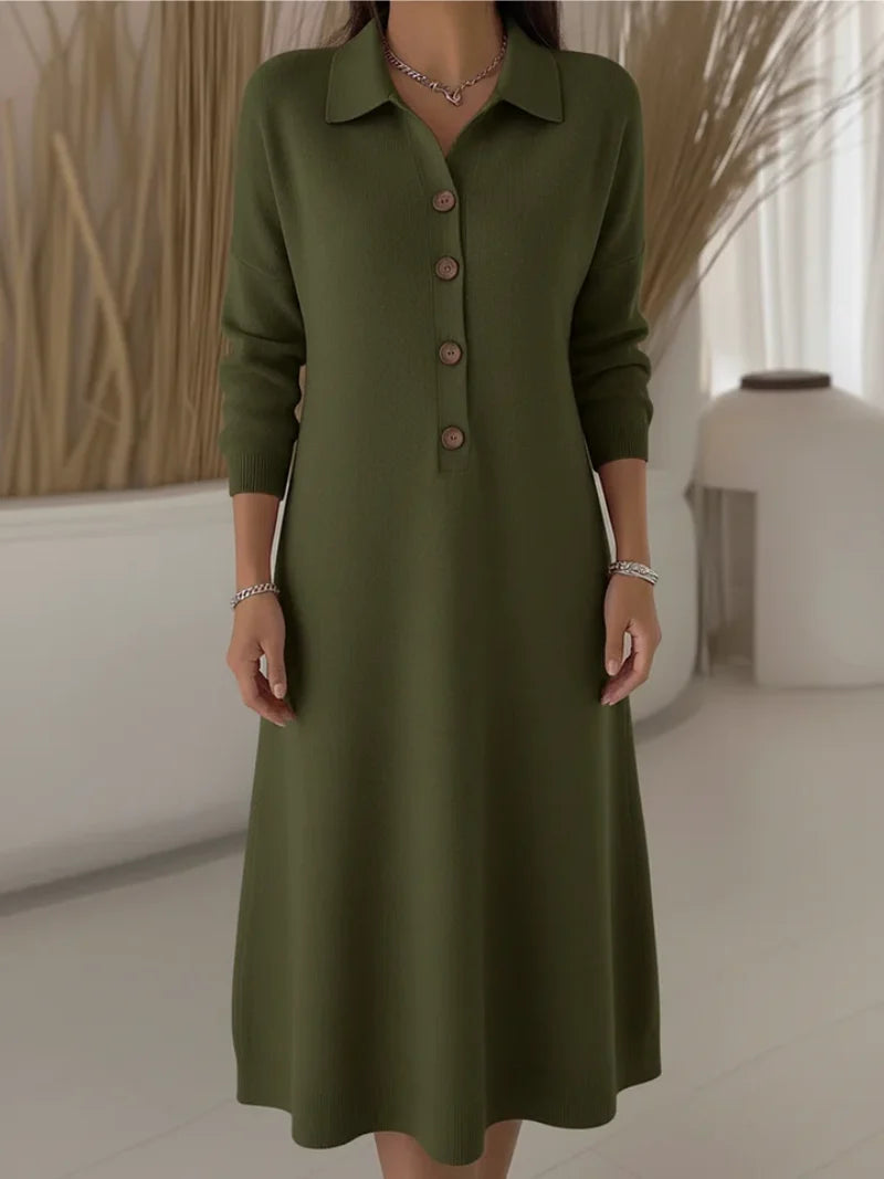 Cynelle - Everyday Elegance Long Button Dress