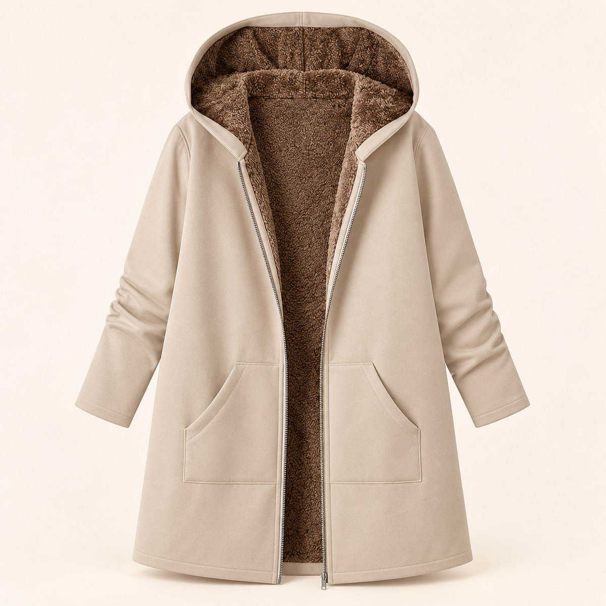 Evelyn | Cozy Lined Hooded Coat