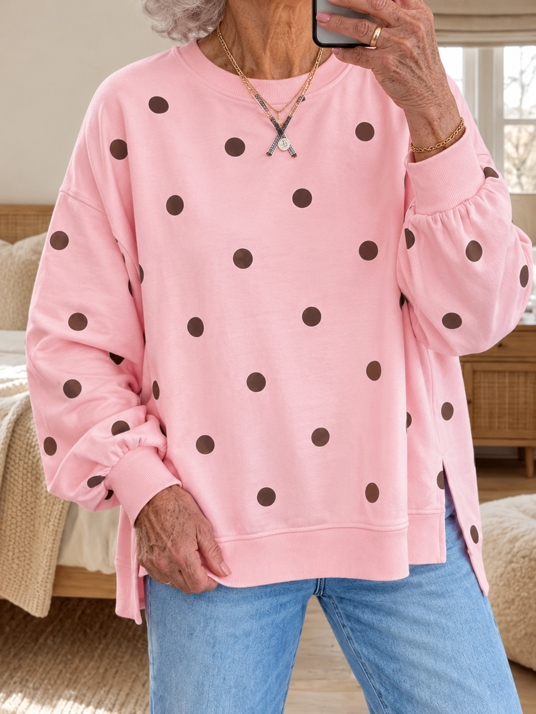 Arelia | Polka Dot Print Sweatshirt for Women