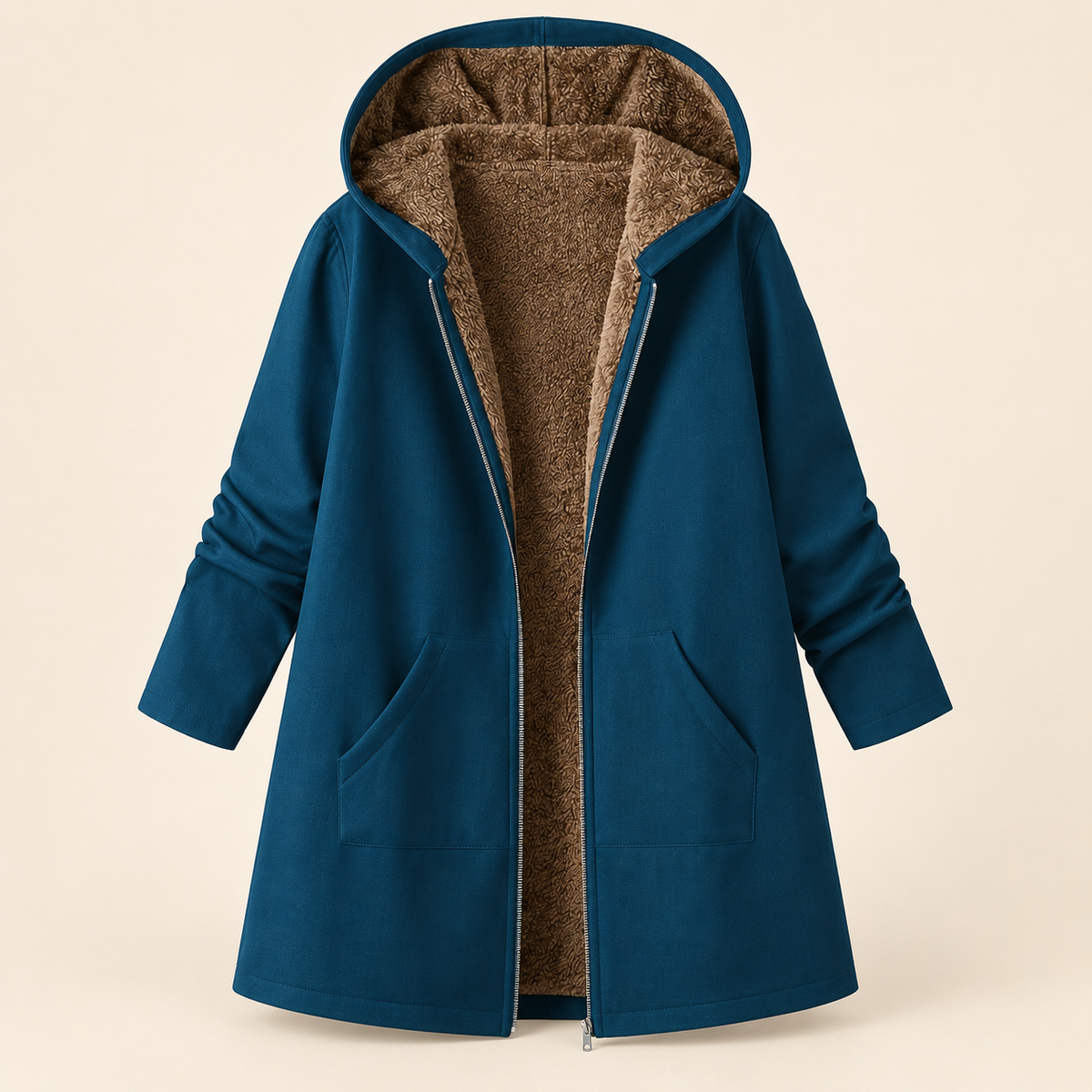 Evelyn | Cozy Lined Hooded Coat