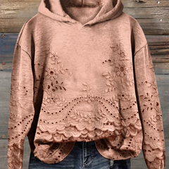 Rosa | Lace-Trim Charm Hoodie - Orange