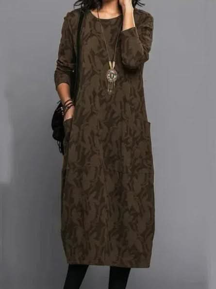 LUNESSA ELEGANT WINTER DRESS - Brown