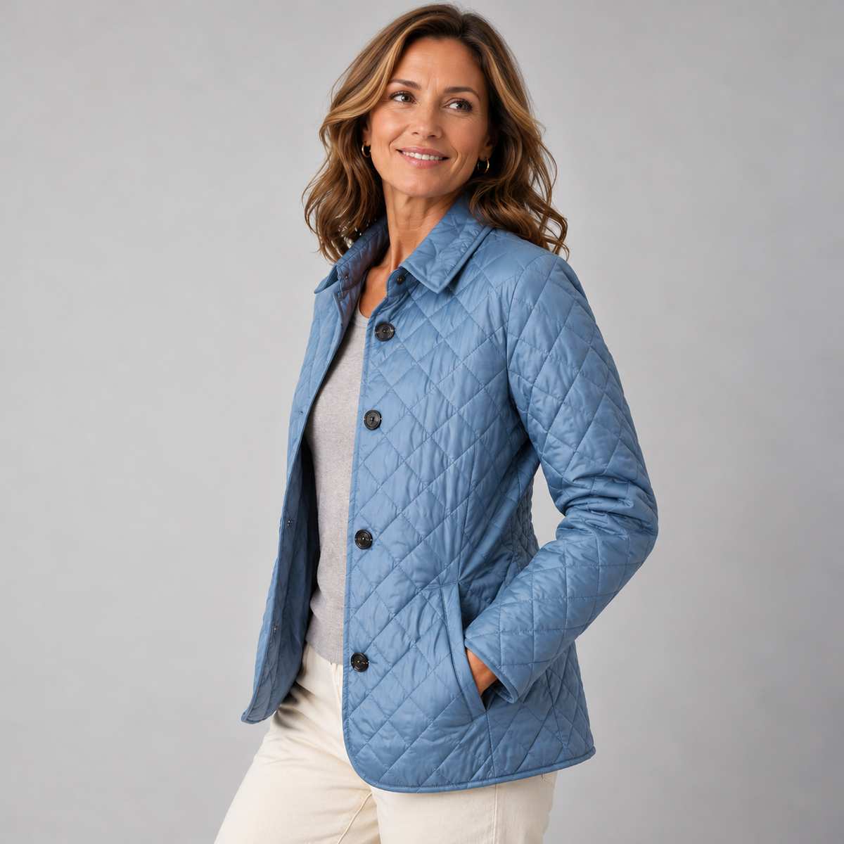Lucinda | Lightweight Quilted Jacket - Light Blue