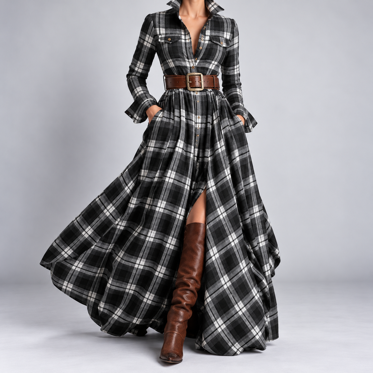 Lauren | Classic Belted Button-Up Shirt Dress