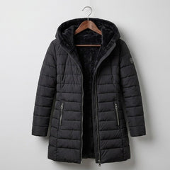 Anna Quilted A-Line Winter Coat - Black
