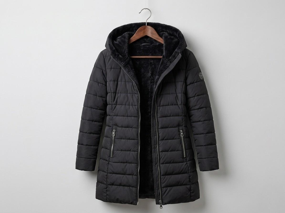 Anna Quilted A-Line Winter Coat - Black
