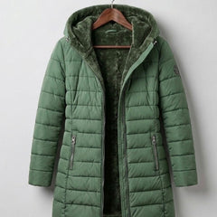 Anna Quilted A-Line Winter Coat - Dark Green