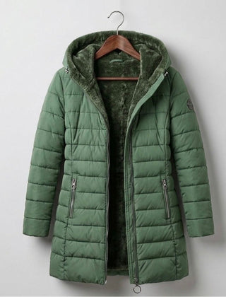 Anna Quilted A-Line Winter Coat - Dark Green