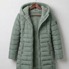 Anna Quilted A-Line Winter Coat - Light Green