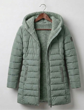 Anna Quilted A-Line Winter Coat - Light Green