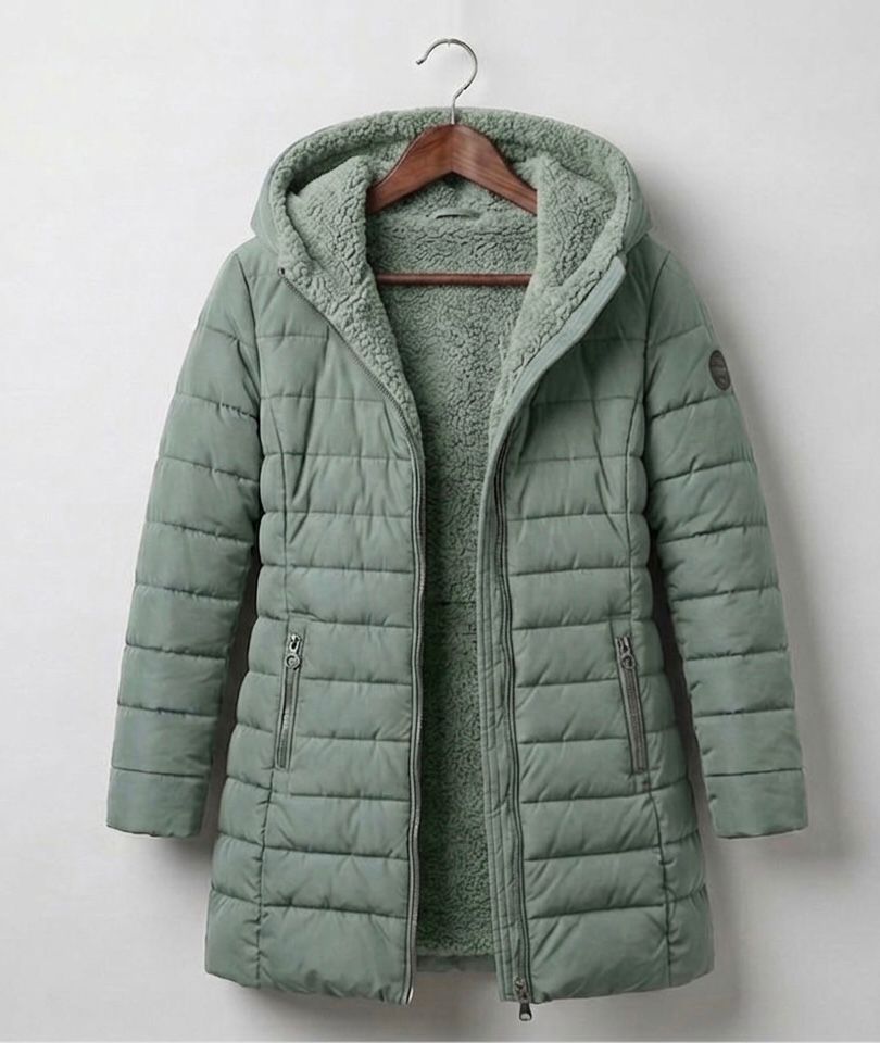 Anna Quilted A-Line Winter Coat - Light Green