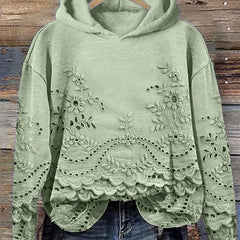 Rosa | Lace-Trim Charm Hoodie - Green