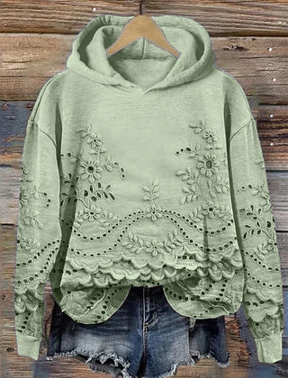 Rosa | Lace-Trim Charm Hoodie - Green