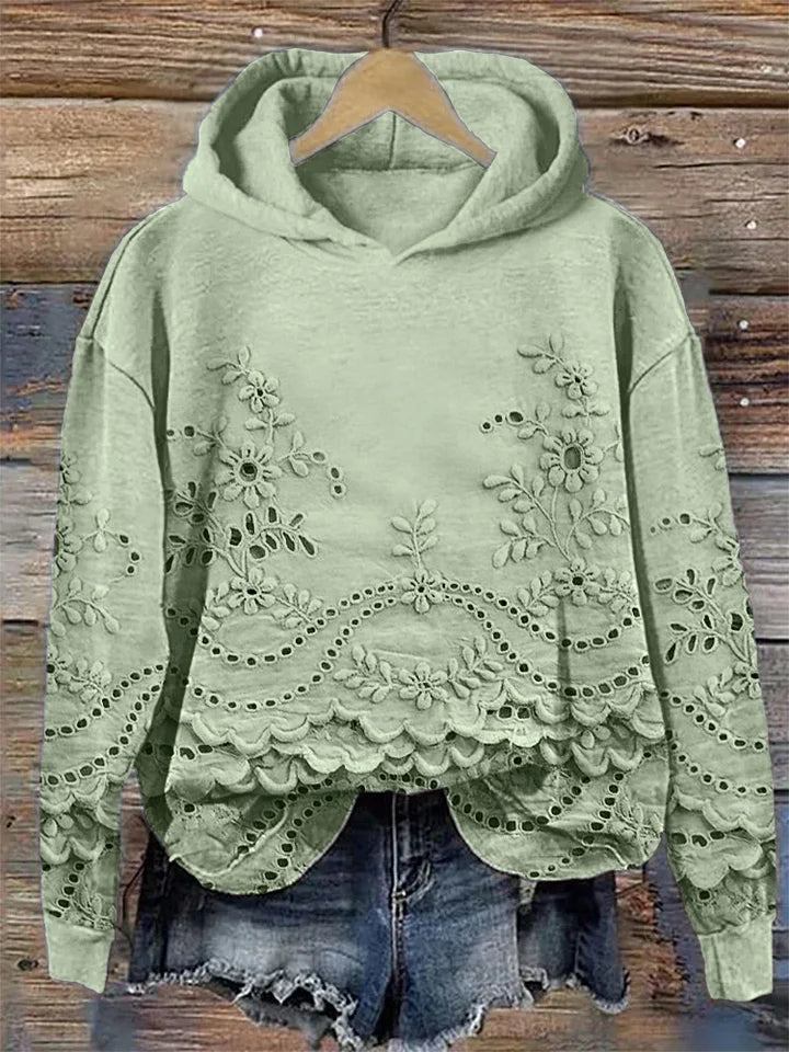 Rosa | Lace-Trim Charm Hoodie - Green