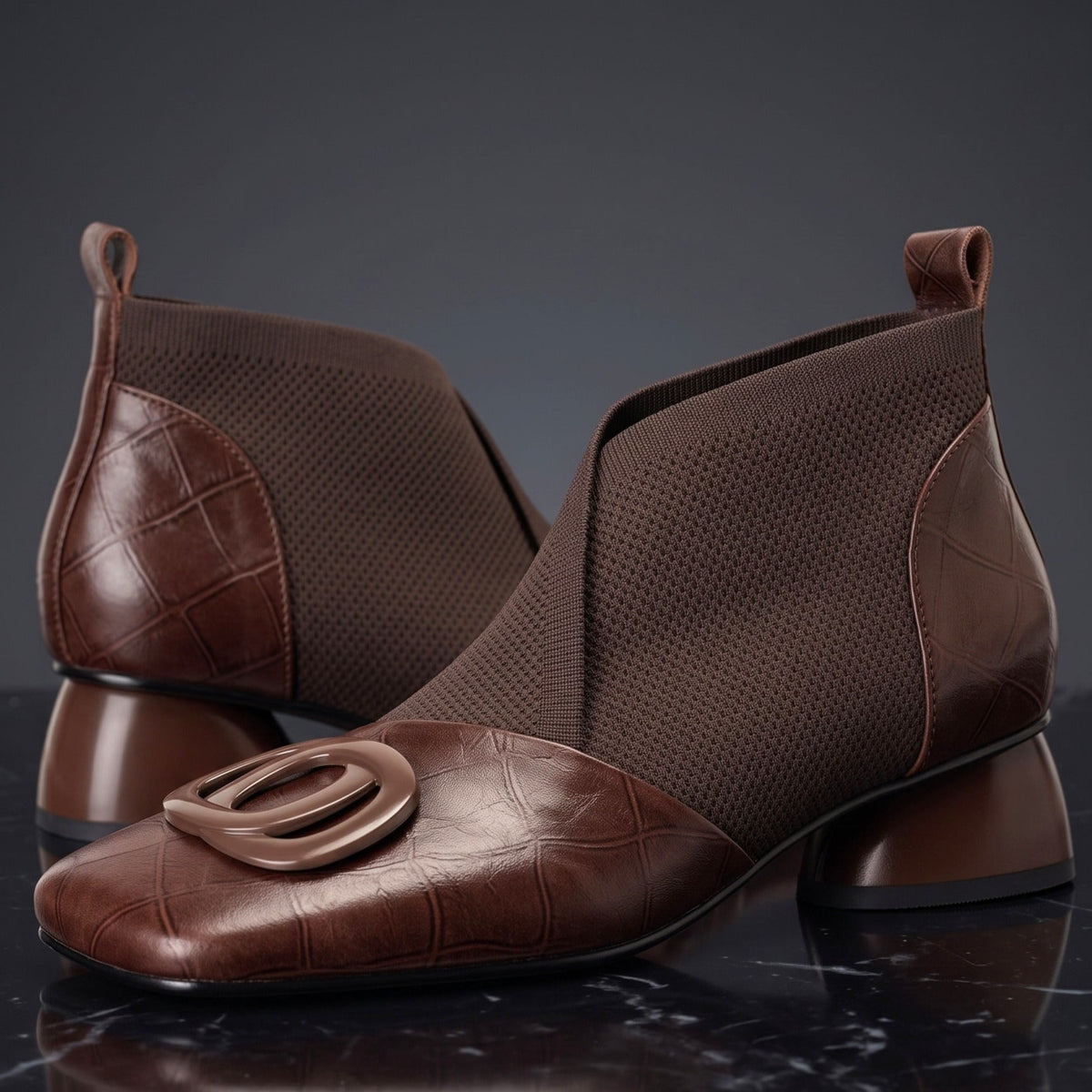 Clara | Sculpted Leather Boots - Brown