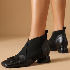 Clara | Sculpted Leather Boots - Black