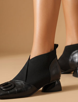 Clara | Sculpted Leather Boots - Black