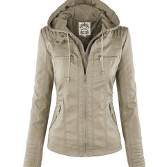 Monica | Robust and Elegant Leather Jacket - Beige