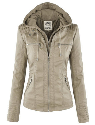 Monica | Robust and Elegant Leather Jacket - Beige
