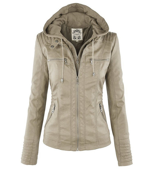 Monica | Robust and Elegant Leather Jacket - Beige