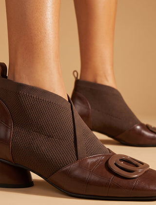 Clara | Sculpted Leather Boots - Brown